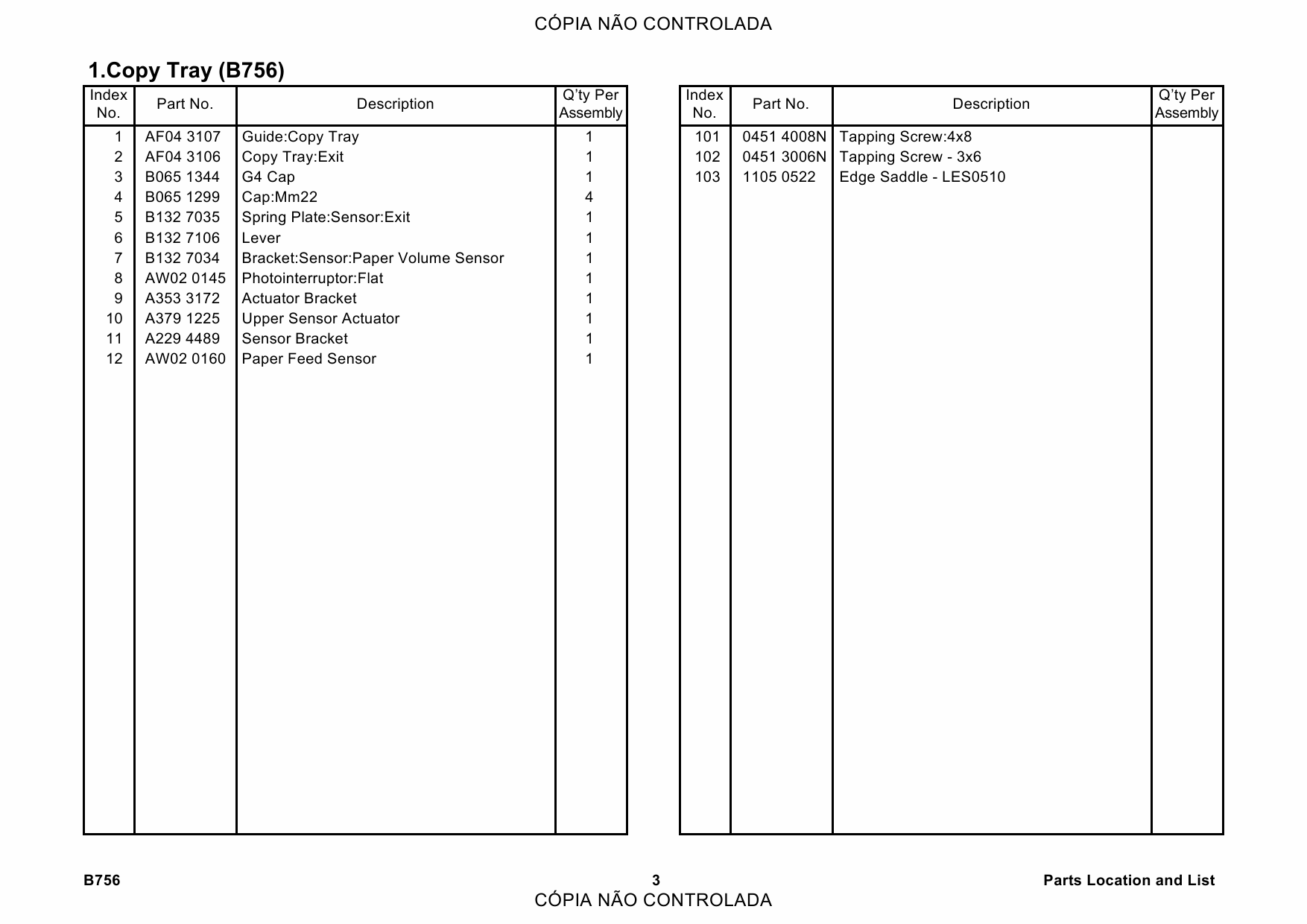 RICOH Options B756 COPY-TRAY-TYPE-2075 Parts Catalog PDF download-3